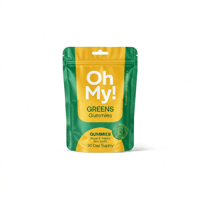 OhMy! Greens Gummies — Packung auf weißem Hintergrund