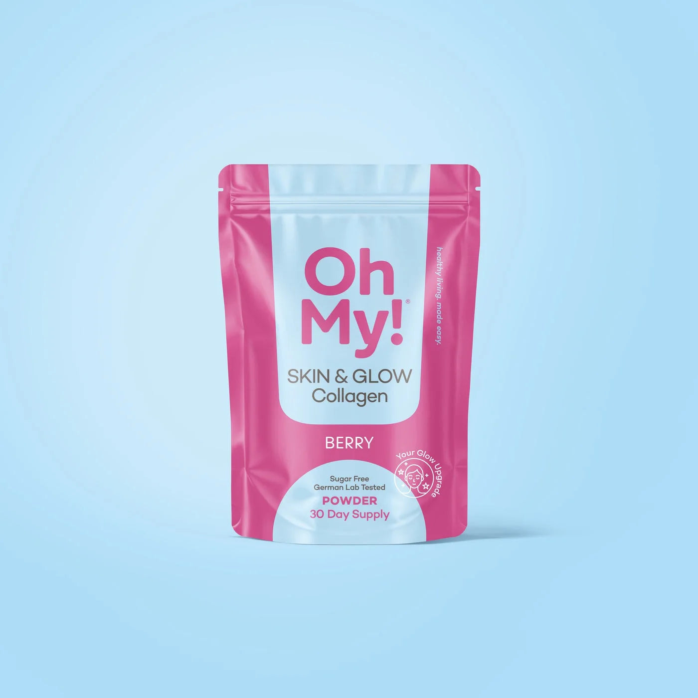 OhMy! Skin & Glow Collagen auf hellblauem Hintergrund
