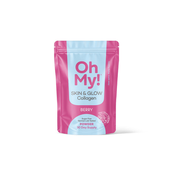 OhMy! Skin & Glow Collagen Berry — Beutel auf weißem Hintergrund
